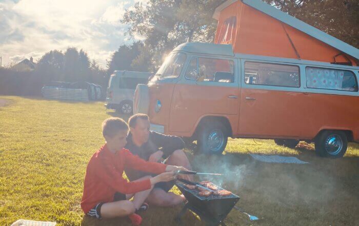 Cooking dinner on the BBQ with Bob in North Devon