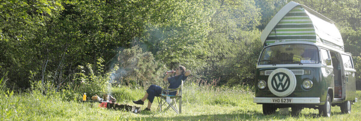 Relaxing on the campsite with Monty