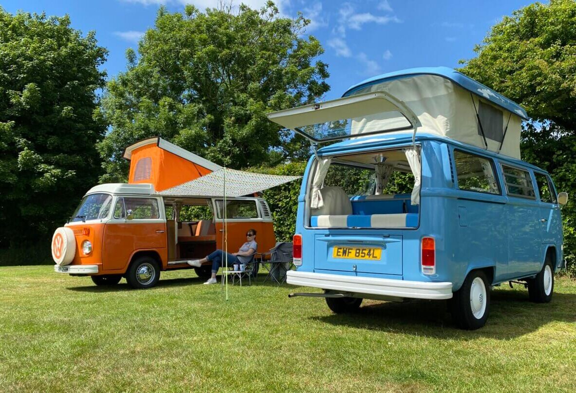 Classic VW campervan hire | Parked up on a campsite