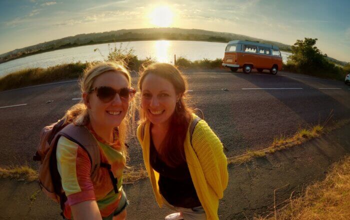 Enjoying the sunset with Bob in Devon