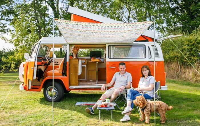 Bob on campsite in Devon
